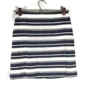 Ann Taylor Loft 0p A-line Striped Skirt Linen